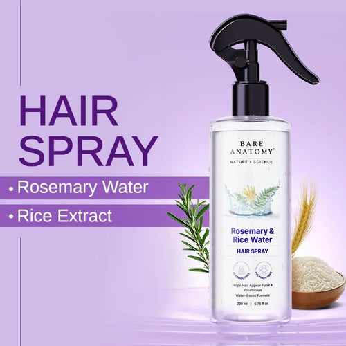 Revitalize Your Hair with Bare Anatomy Rosemary & Rice Water - 100% Natural, Non-Greasy, Fast-Absorbing Formula for Soft, Smooth Hair - 200 mL