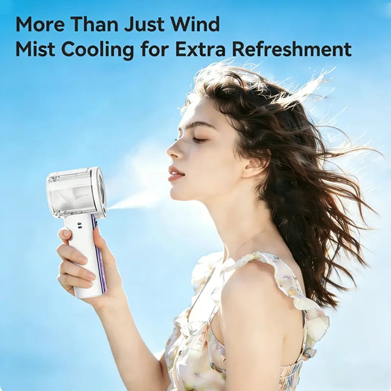 MREGB 2026 New Mist Spray Cooling Handheld Fan — High-Speed ​​Cooling Fan with Long-Lasting Battery, CVT to Randomly Adjust Airflow, Built-In Lighting, Relief Portable Fan for Summer Walk Summerwins